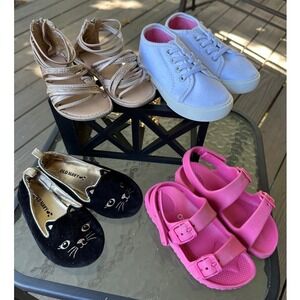 Shoe Bundle Girls Size 9 (toddler) Old Navy OshKosh Sandals Sneakers Flats